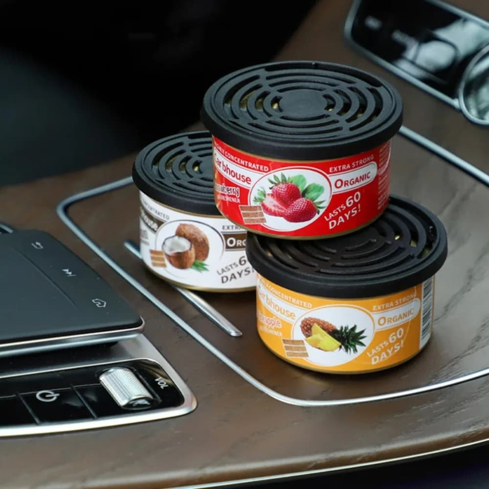 Purificatore d'Aria per Auto con Blocchi di Legno, Profumo in Barattolo per Auto, Deodorante Aromaterapico a Lunga Durata, Fragranza per Auto, Accessori Deodoranti