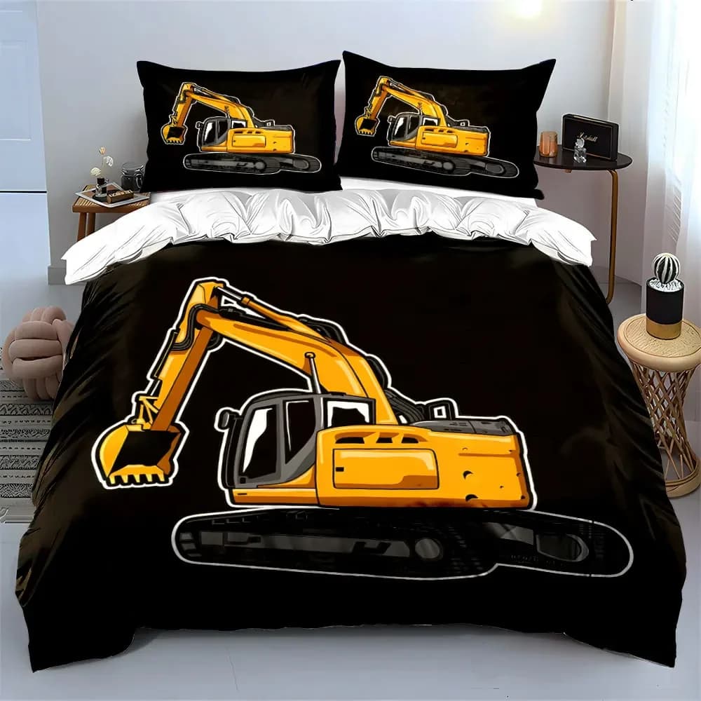 Adesivi decorativi per veicoli da costruzione Set di biancheria da letto con copripiumino morbido e confortevole, include 1 copripiumino e 2 federe