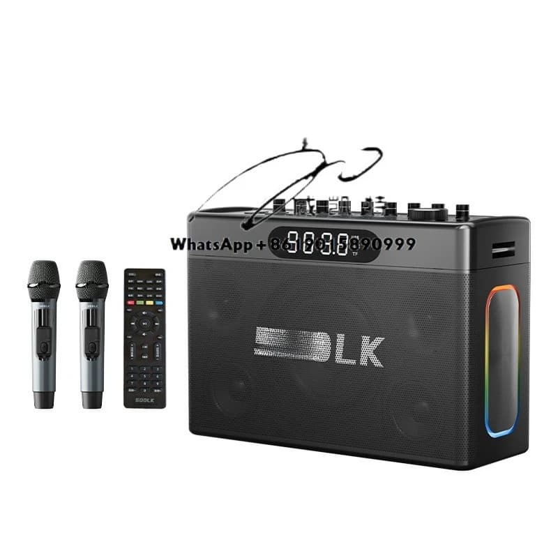 S1127 PLUS 300W Macchina per karaoke Altoparlante portatile da esterno con 2 microfoni wireless Supporta MIC AUX OTG Live per la festa