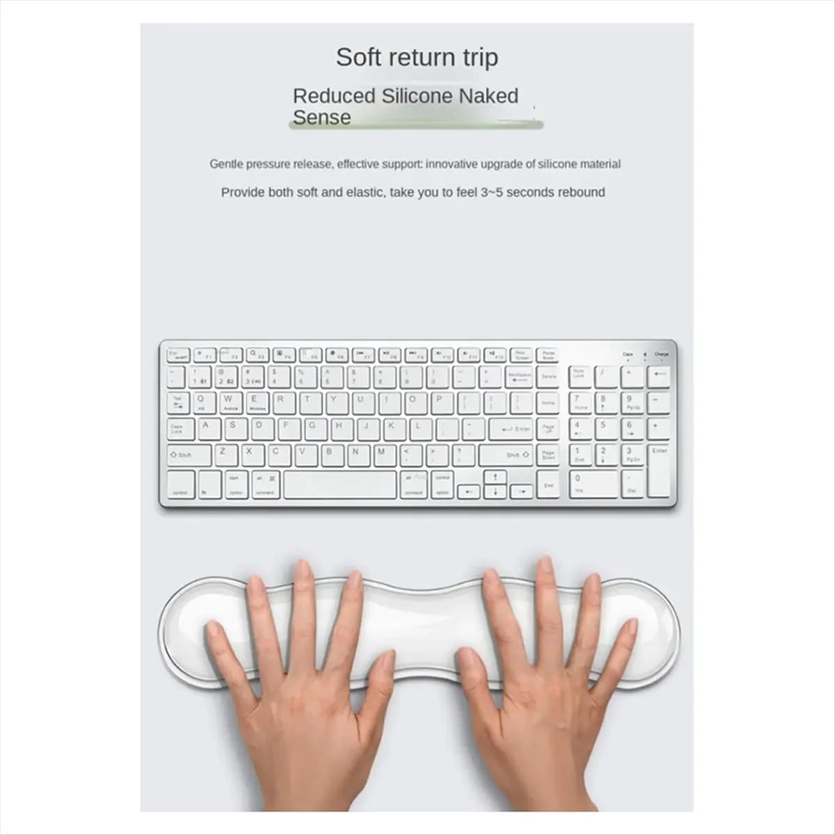 【lucky】 Tappetino per mouse in gomma con poggiapolsi, vassoio per tastiera, poggiapolsi per ufficio desktop trasparente in silicone antiscivolo