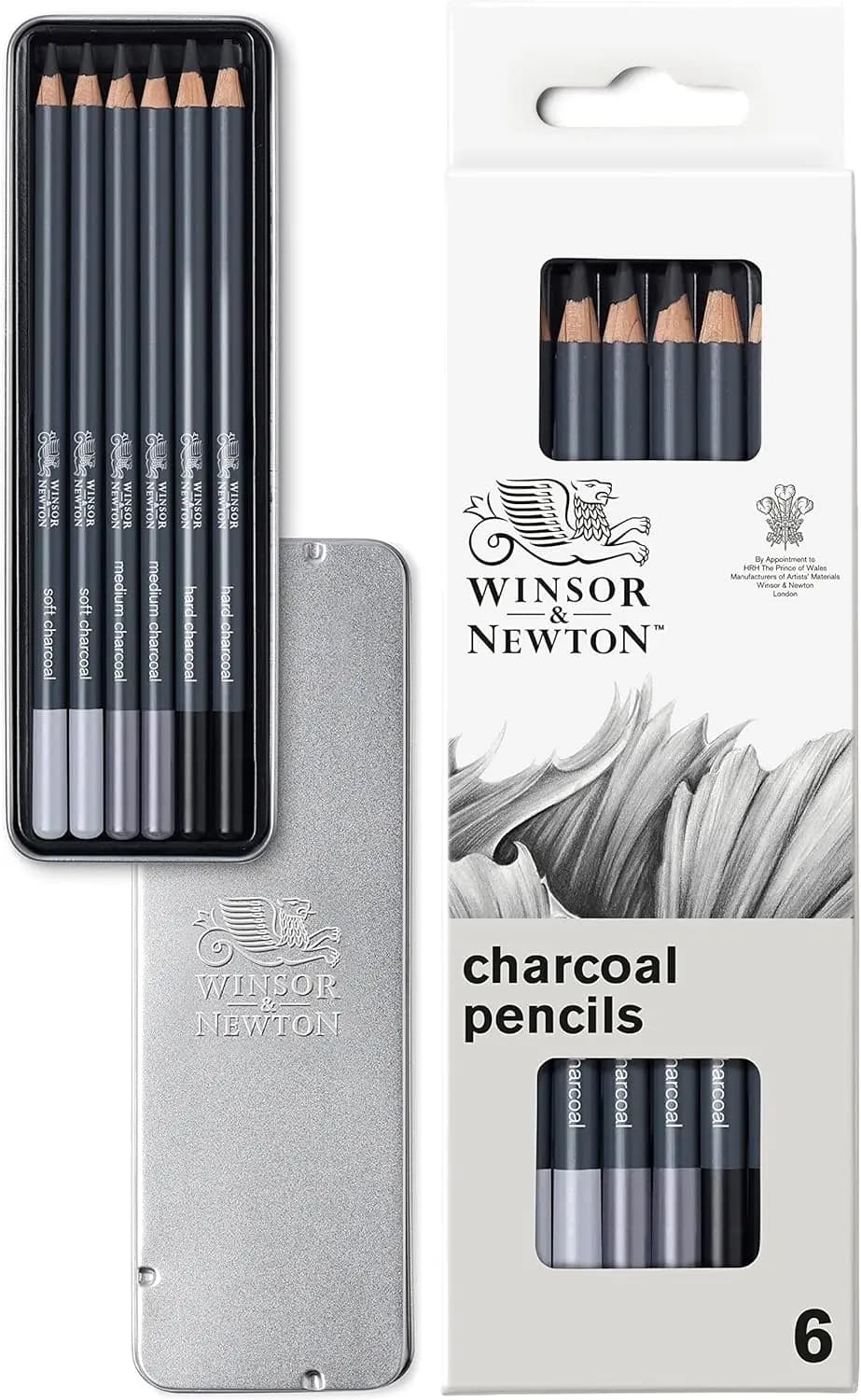 Professional Charcoal Pencils Set for Sketching, Blending & Shading - 6 Pack