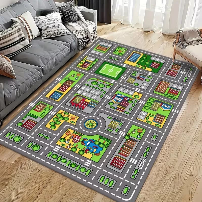 Tappeti a tema stradale Highway City per bambini Macchinine Tappetino da gioco per auto per ragazzi e ragazze Tappeti per bambini per sala giochi Tappeto da gioco per bambini antiscivolo
