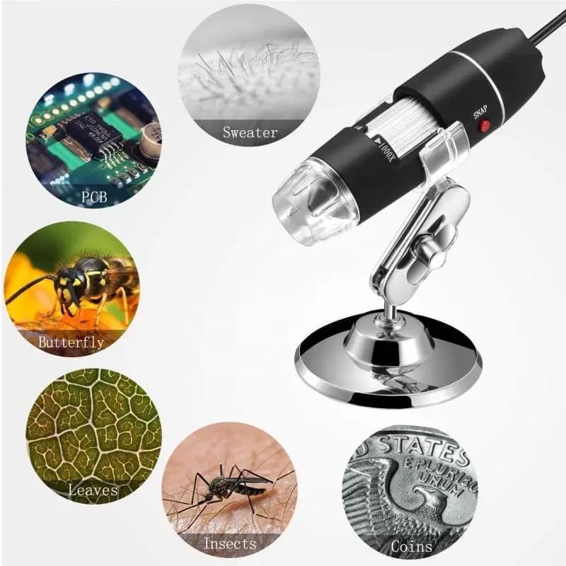 Microscopio Elettronico Industriale Wireless WiFi per Studio Biologico, Lente d'Ingrandimento Digitale HD 1000x