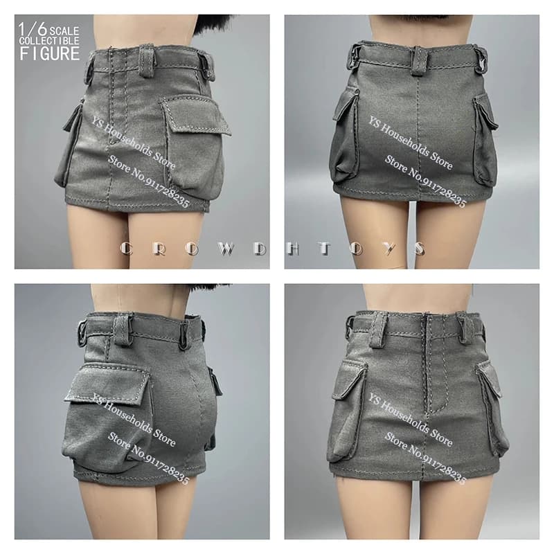 1/6 Soldato femminile Hip Hop Punk Manica lunga Zip Design Giacca corta Giacca a vento funzionale Gonna calda Giocattolo per 12 "Action Figure
