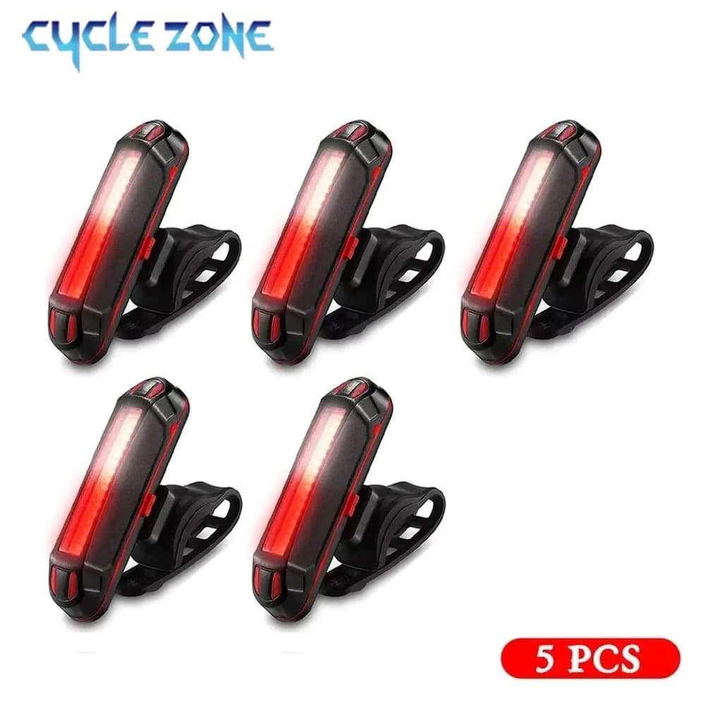 5 Piece LED Bike Rear Lights Rechargeable Bicycle Lights for Helmet via USB Easy to install Cycling Lamp for MTB Bike Safety