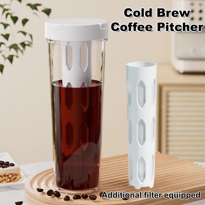 ColdBrew Pitcher Leakproof Iced Tea Maker Free Filter Cup Mesh Strainer Portable Home Fridge Large Coffee Fruit Tea Beverage Pot