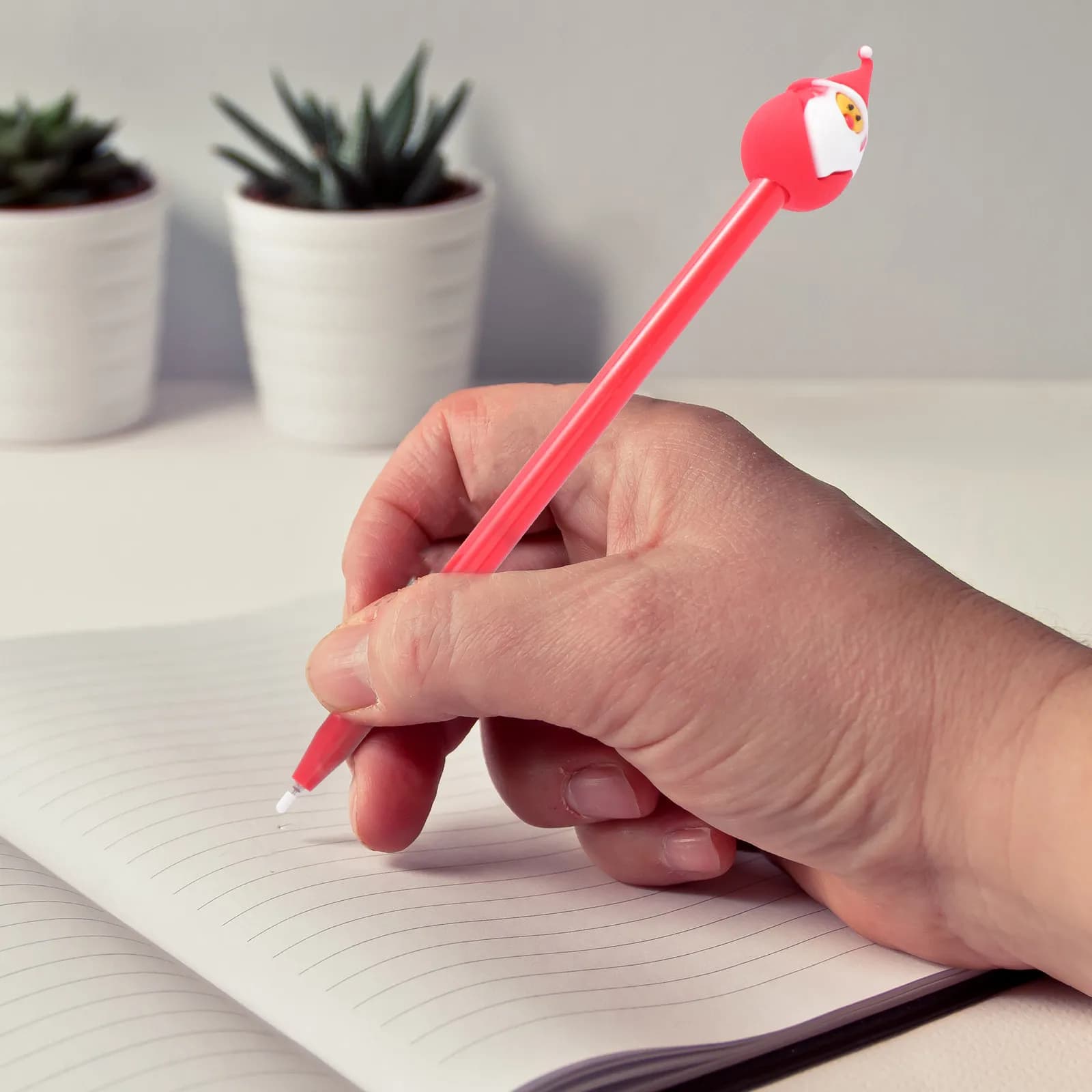 3 penne per firma con inchiostro nero, design Babbo Natale rosso, punta fine, penne gel natalizie, forniture per ufficio e scuola, per feste di Natale, studenti