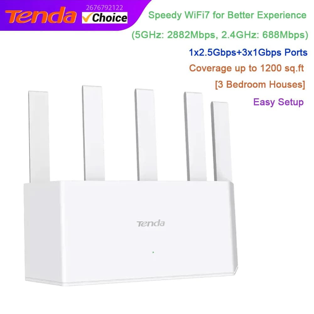 Tenda BE3600 WiFi 7 Router Dual Band Gigabit Mesh VPN NFC Signal Booster Client+AP WISP High Gain Antennas Better Coverage