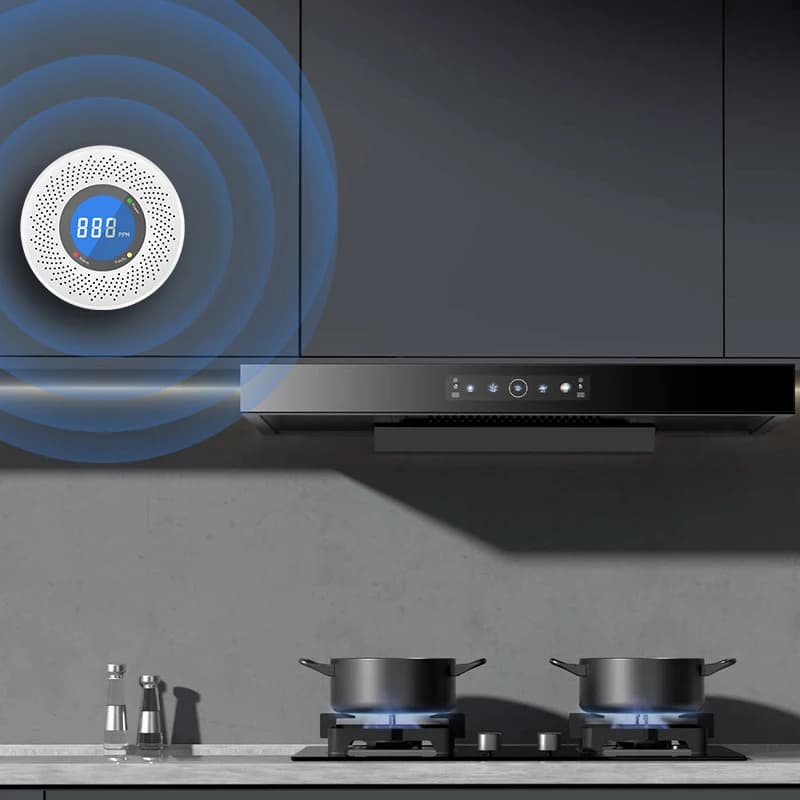 Sensore di allarme CO indipendente Rilevatore di allarme monossido di carbonio Avviso ad alta sensibilità Display LCD Allarme CO per la casa