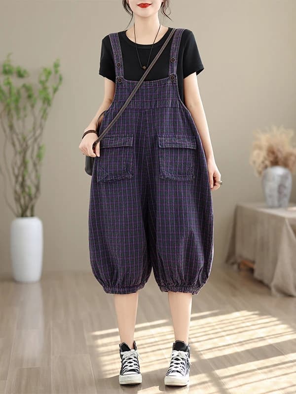 Anti-Aging Denim Overalls Women's Summer Loose Wide Leg Lantern Pants Slimming Concealing Casual High Waist Elastic Waist