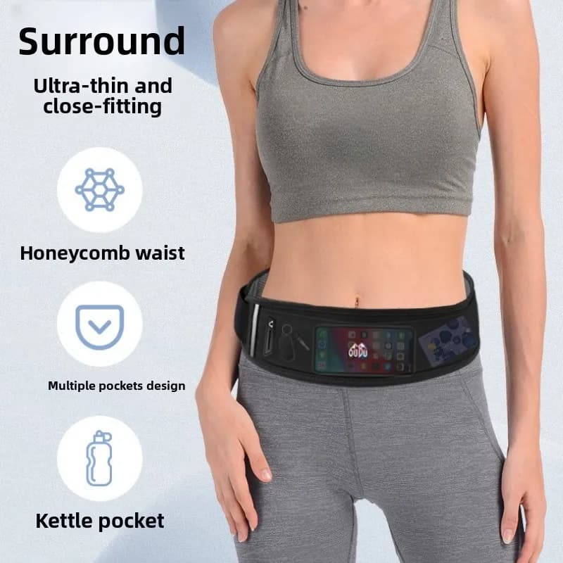 Sottile Race Belt with Shoulder and Pocket for Phone, Waterproof Sport Bag for Women and Men, Ideal for Marathon, Jogging and Gym
