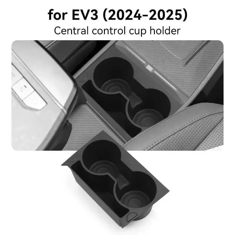 Per Kia EV3 2024-2025: Set Copertura Inserto TPE per Portabicchieri Consolle Centrale e Vano Portaoggetti Sedile