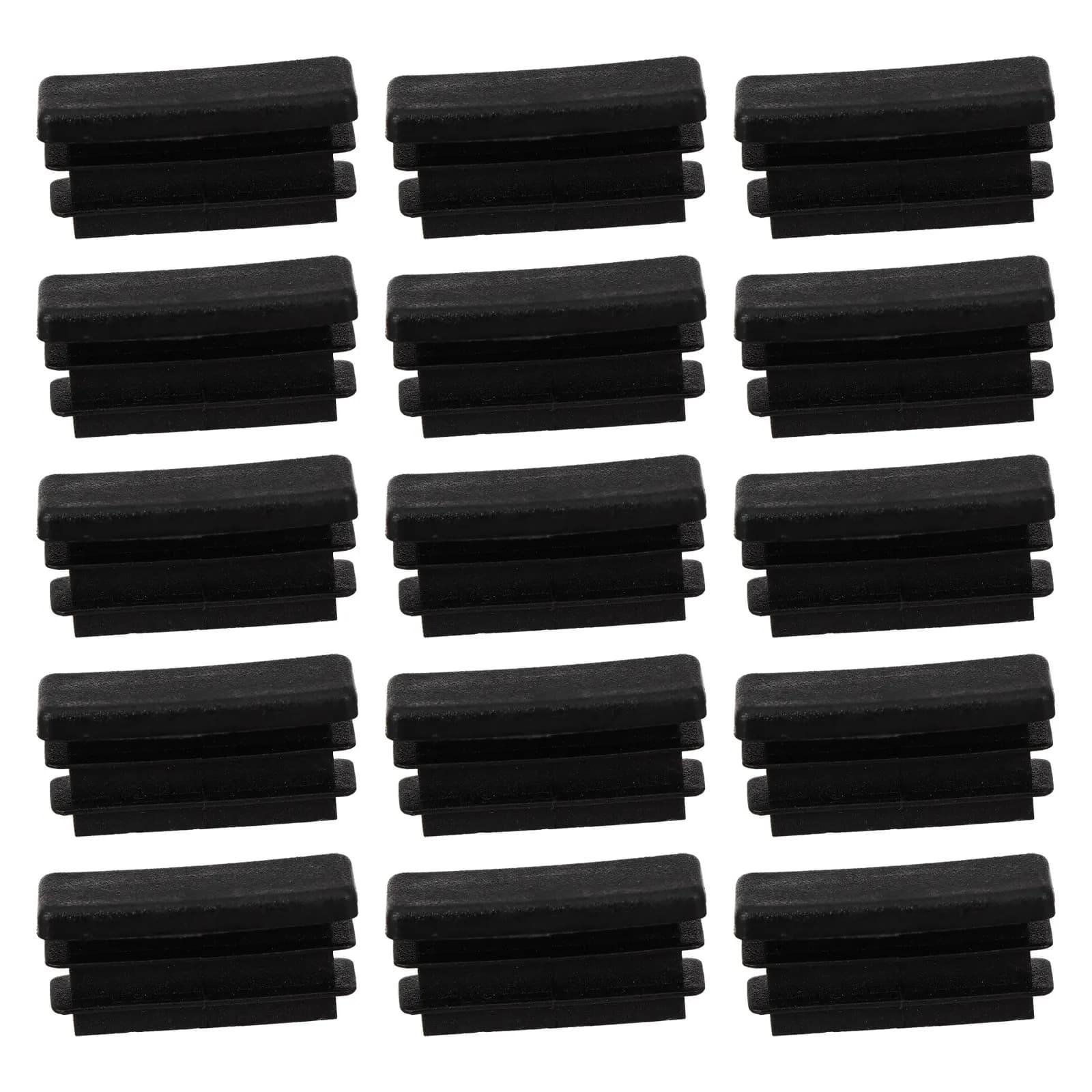 100Pcs Furniture Leg End Cap Square PVC Plastic Plug Black Ribbed Tube Bung Chair Table Glide Insert Floor Protector
