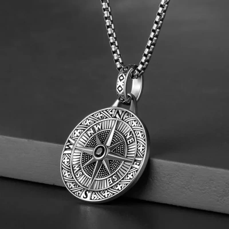 Collana con ciondolo bussola hip hop da uomo, collana in argento, gioielli alla moda da uomo, regalo BV