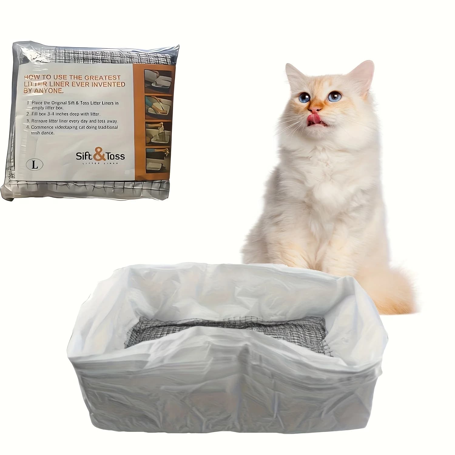 Cat Litter Box Liners, Elastic Bag Liners, Pack of Ten