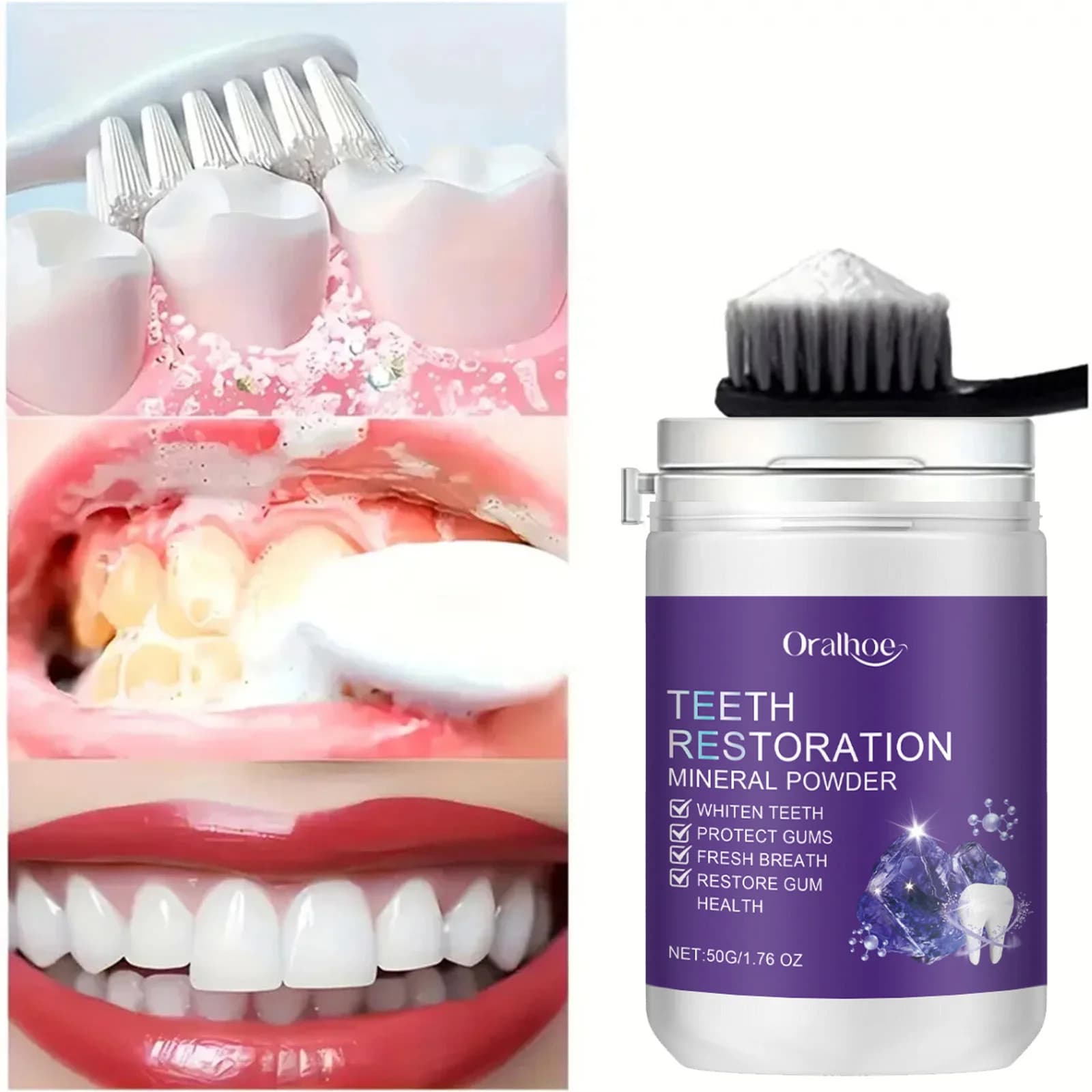 50g Teeth whitening Powder for cleaning dental teeth Dentistry Oral hygiene Fresh breaths Macchia Powder for cleaning Pearl teeth powder