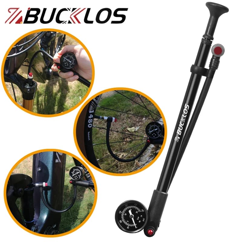 BUCKLOS Pompa d'aria per bici portatile 300PSI con manometro Pompa d'aria per bicicletta ad alta pressione per forcella e ammortizzatore sospensione posteriore
