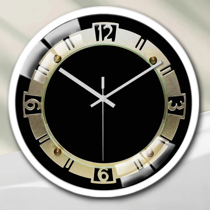 Luxury gold round silent wall clock, suitable for living room, school, study, bedroom, children's gifts.