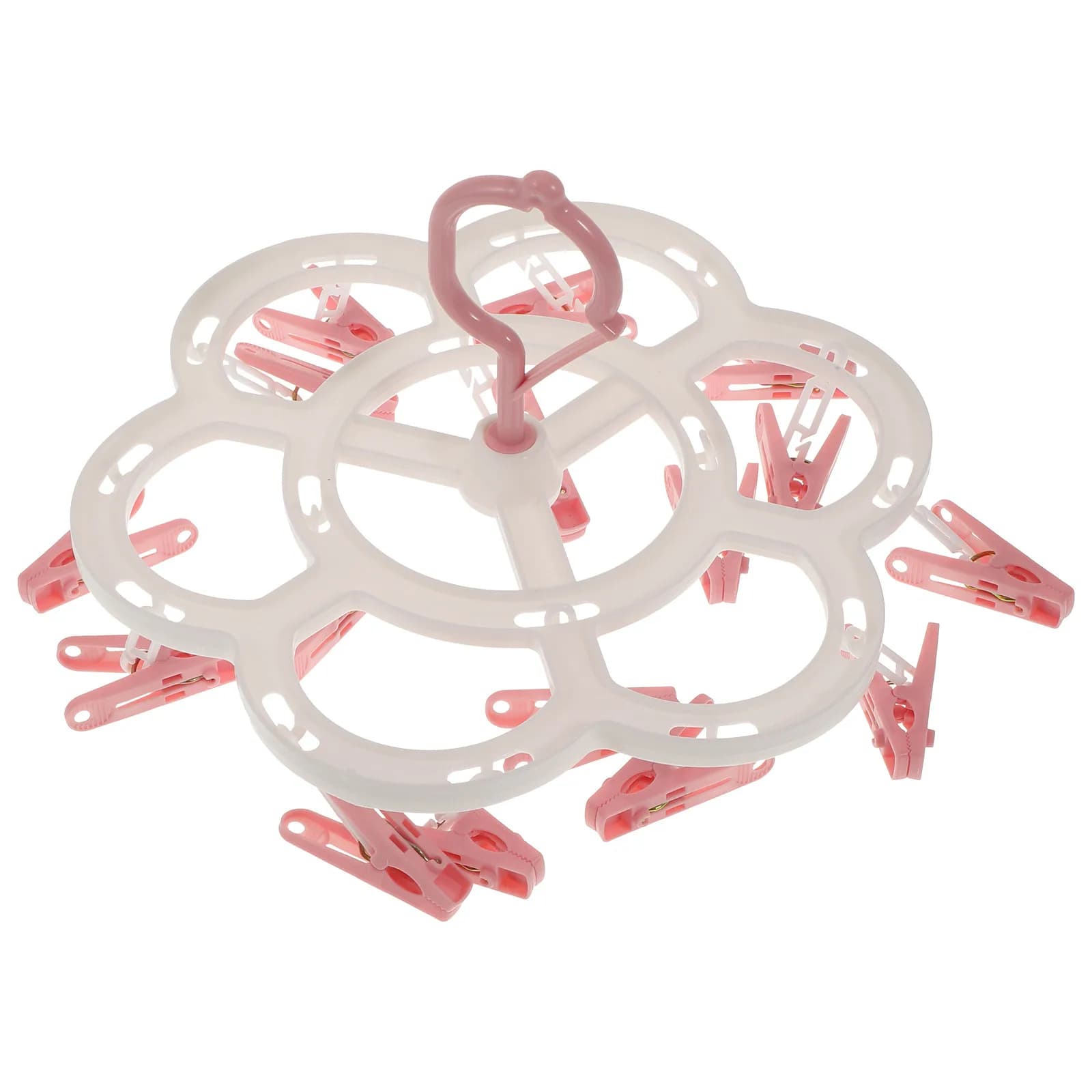 1 Pezzo Stendibiancheria Girevole Rosa, Appendiabiti Portatile con Clip Resistente al Calore e al Vento per Calzini, Biancheria Intima, Reggiseni e Vestiti