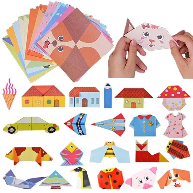 54sheets Origami Kit Cartoon Animals / Lifestyle Styles for Beginners Handmade DIY Crafts Origami SuitableDecor Paper TMZ
