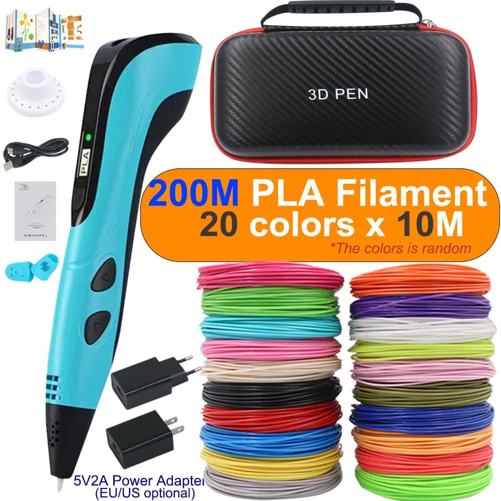 New Style 3D Printing Pen Sets 3D Pens for Kids With Power Adapter Travel Case With Filament PLA Christmas Birthday Gift for Kids