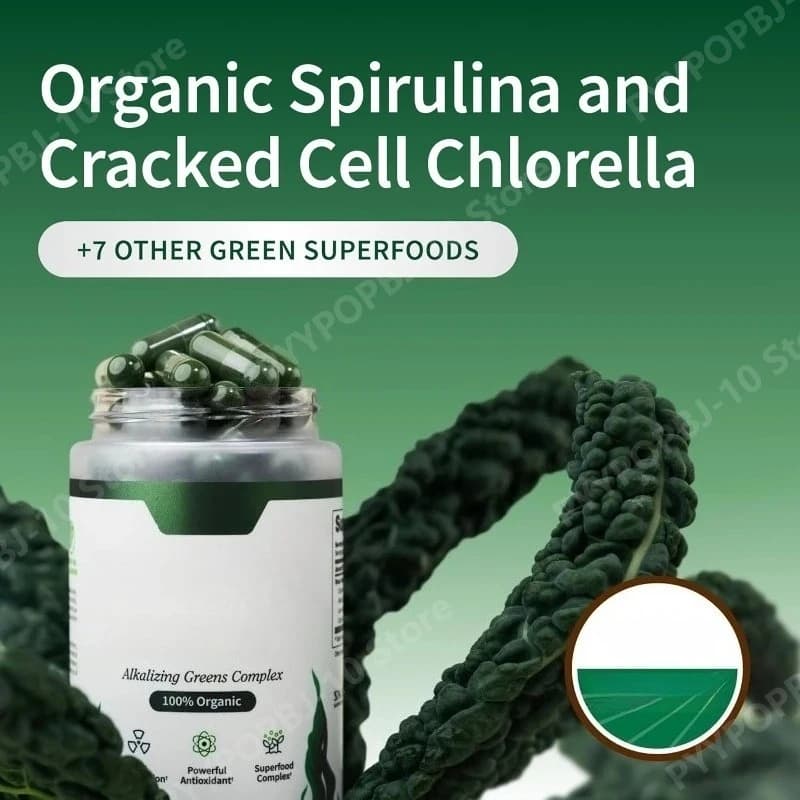 Integratore di Spirulina Biologica Ricca di Proteine, Alghe Blu-Verdi Superfood per Energia e Supporto Immunitario, 120 Capsule
