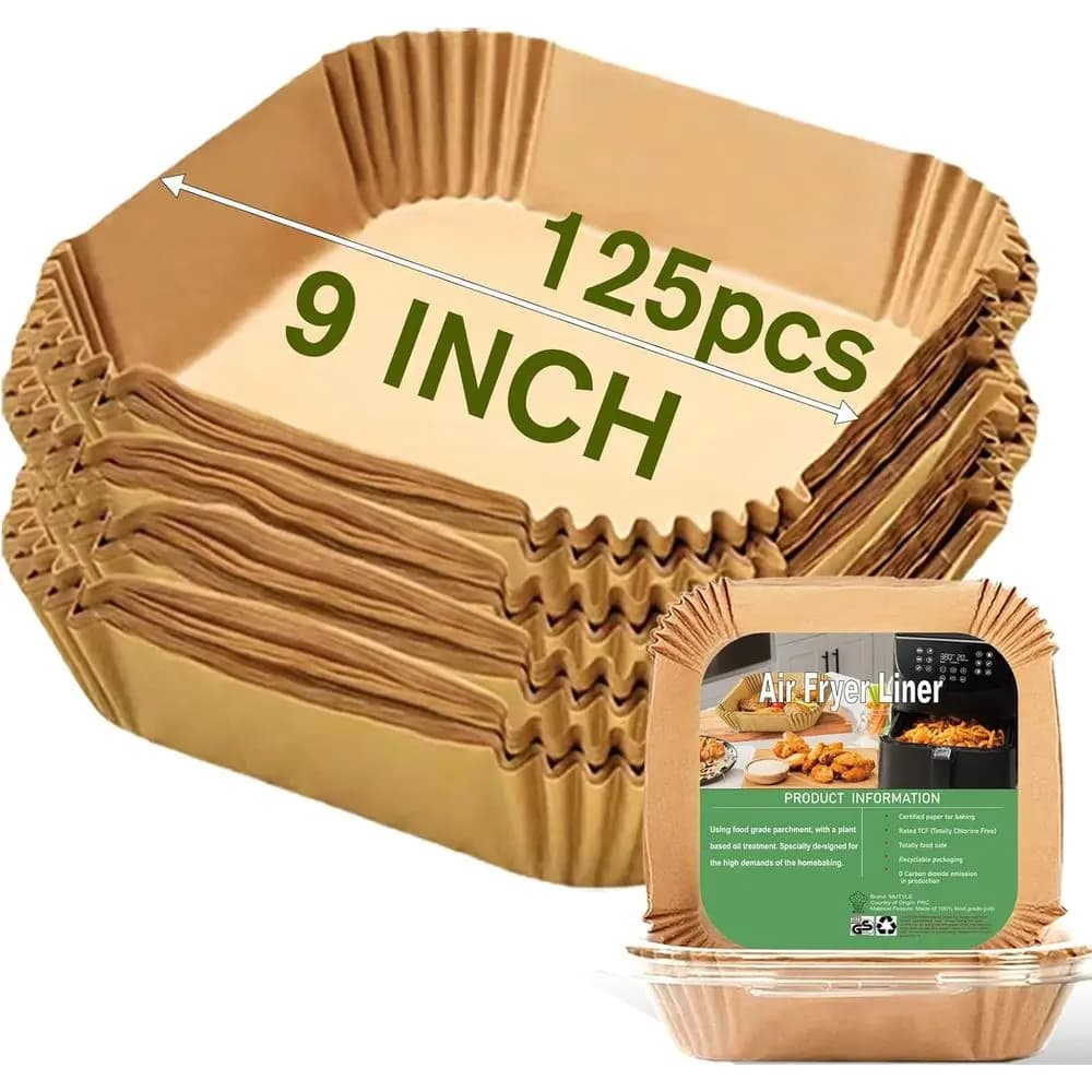 Paper Sheets Square Oven Disposable 9 Inch, Pack of 125, Suitable for Air Fryer, Oven, Microwave, Oil and Water Resistant