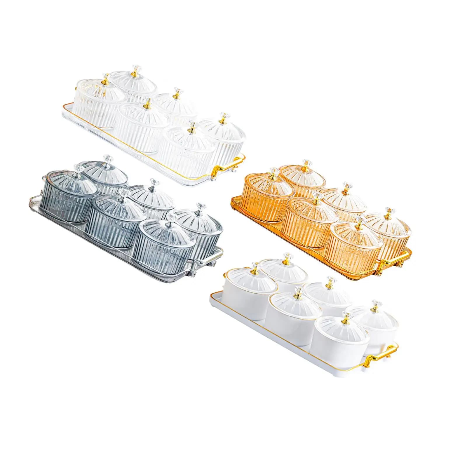 Piatto da portata diviso per frutta secca con coperchio Piatto multiuso per caramelle e noci 6 scomparti per la decorazione del ristorante della festa in casa