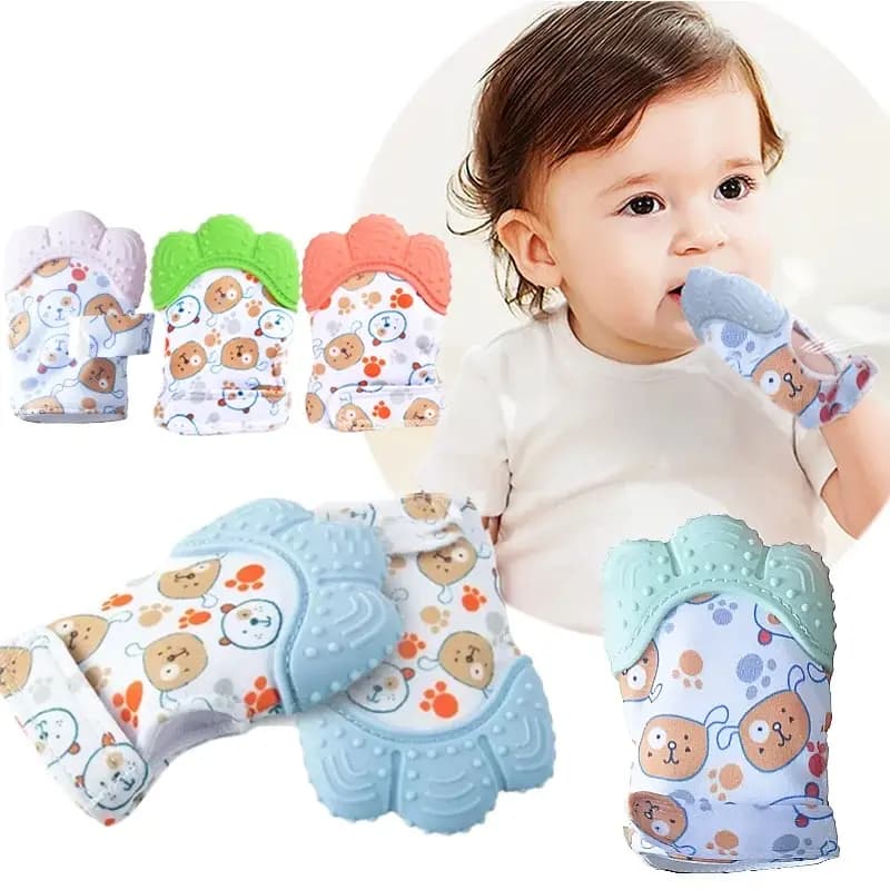Guanti per massaggiagengive per bambini stampati in cartone animato Guanti da masticare per bambini e neonati Massaggiagengive Anti mangiare Giocattoli per la dentizione delle mani Roba per bambini