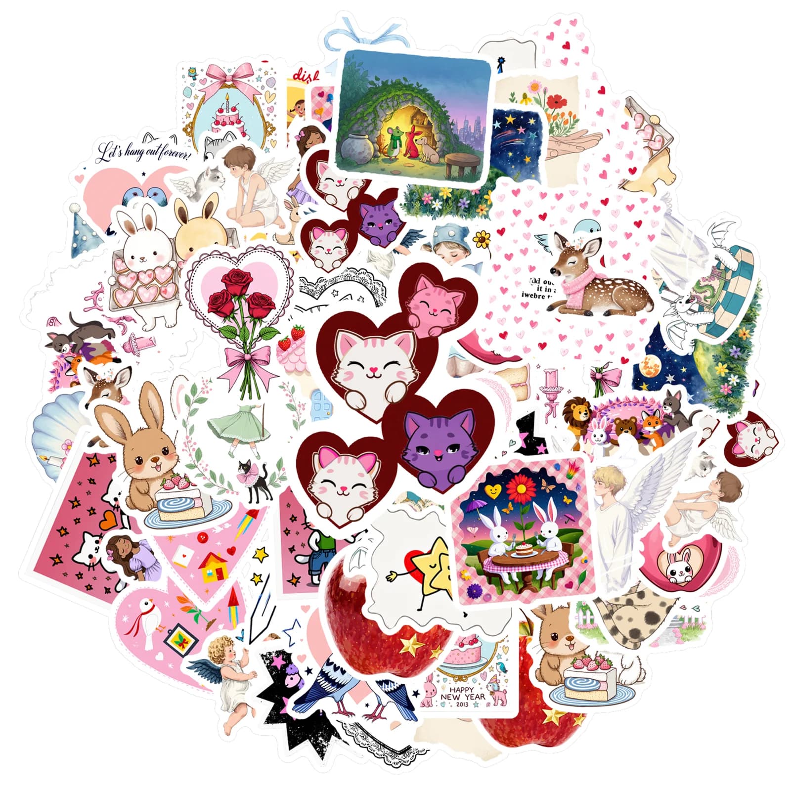 35 adesivi con personaggi carini pastello, amore stravagante, adesivi divertenti, adesivi di cancelleria per telefono fai da te, chitarra, laptop, notebook
