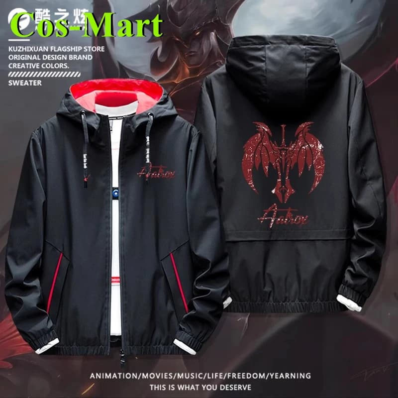Cos-Mart Game LOL Aatrox The Darkin Blad Autumn Winter Pile Coats Casual Jacket Teams Big Size Top Coats