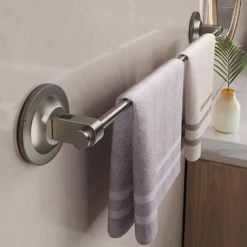 Brushed Nickel Self Adhesive Towel Bar, No Drill Wall Mounted Stainless Steel Towel Rack, Waterproof Rustproof Towel Holder for