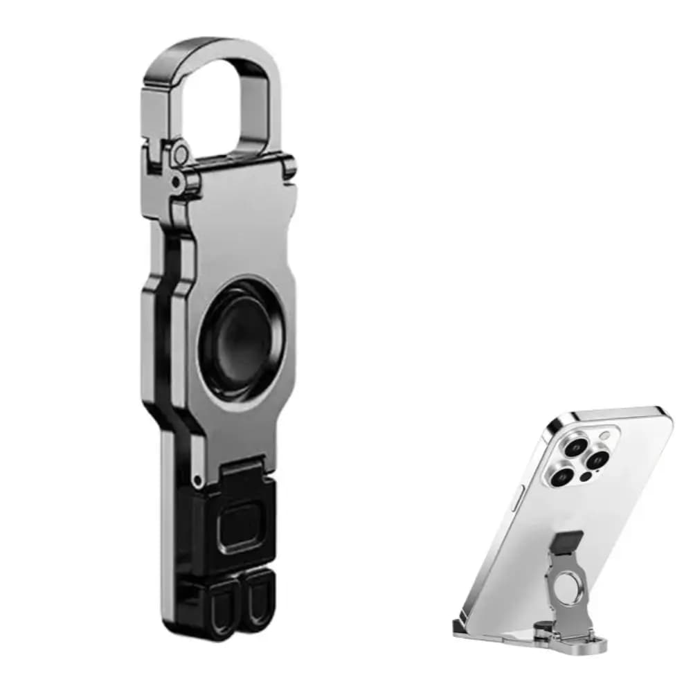 2 in 1 Fidget Spinner Phone Stand Portable Zinc Alloy Phone Holder Keychain Dual Axis Foldable Kickstand Carabiner Clip