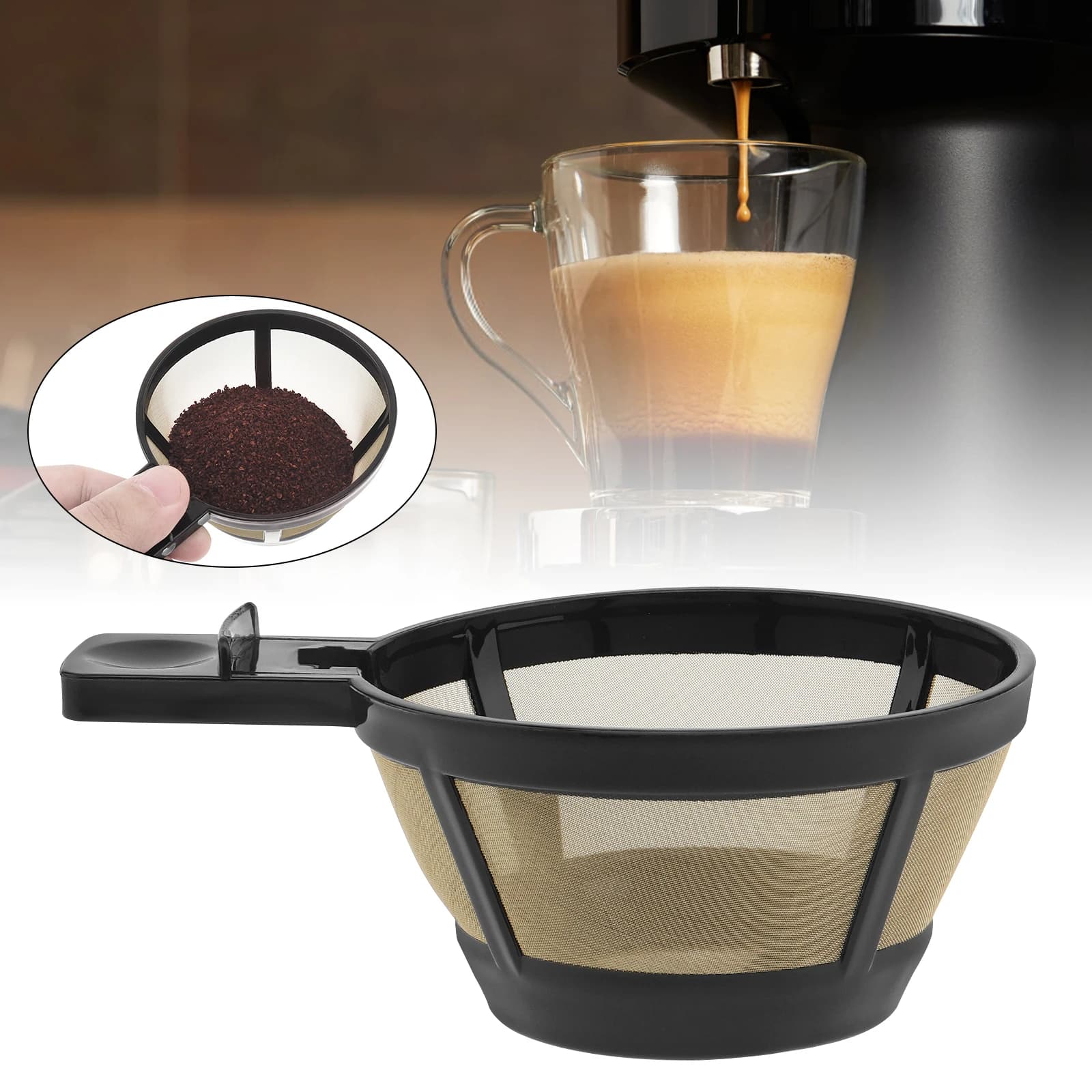 Set of washable filters with reusable gold teapot filter with mesh basket