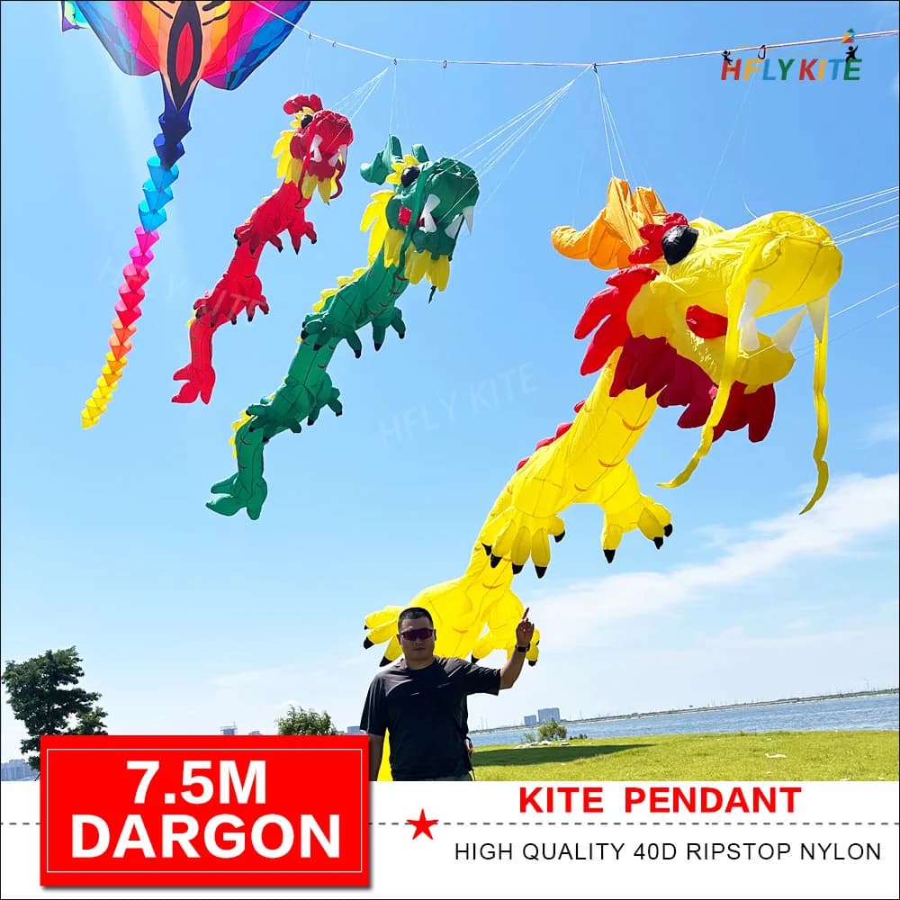 7.5m dragon kite linea pendente lavanderia 40d ripstop nylon morbido gonfiabile
