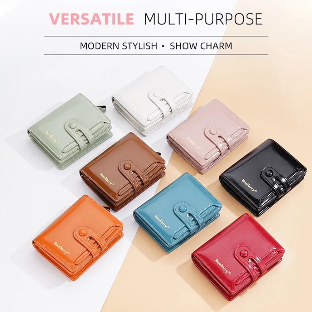 Portafoglio Portatile alla Moda in Pelle PU, Portamonete Multifunzionale Corto e Semplice, Borsa Porta Soldi per Donne