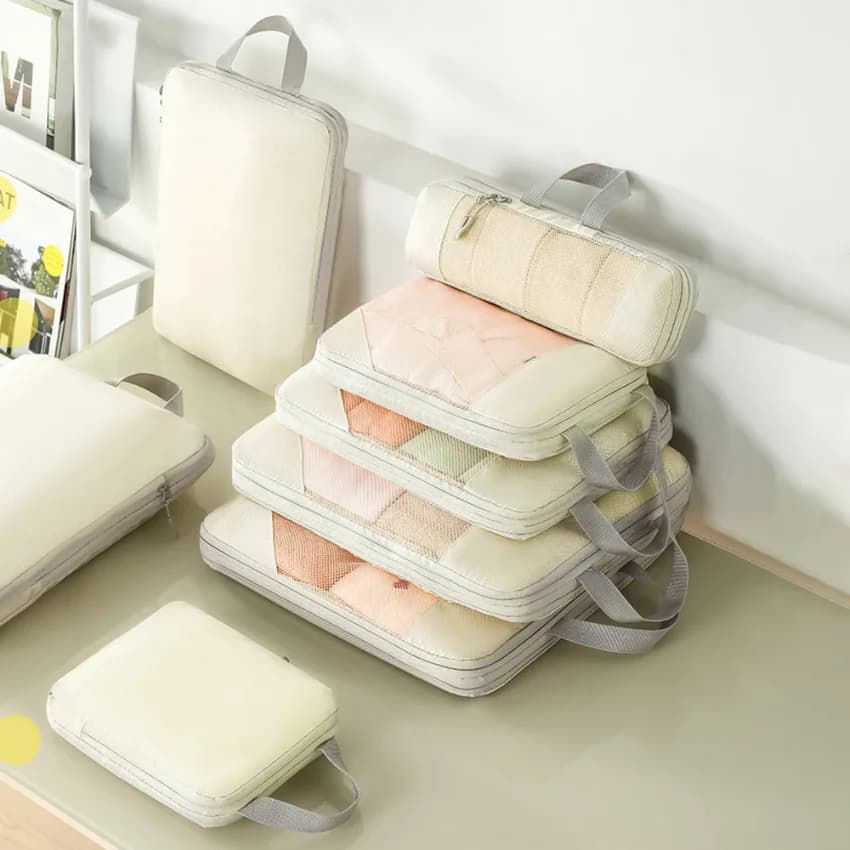 Packaging Clothes Compressed 5 Piece Set For Changing Laundry, Toiletries, Cosmetics Luggage Travel Storage Organizer Bag