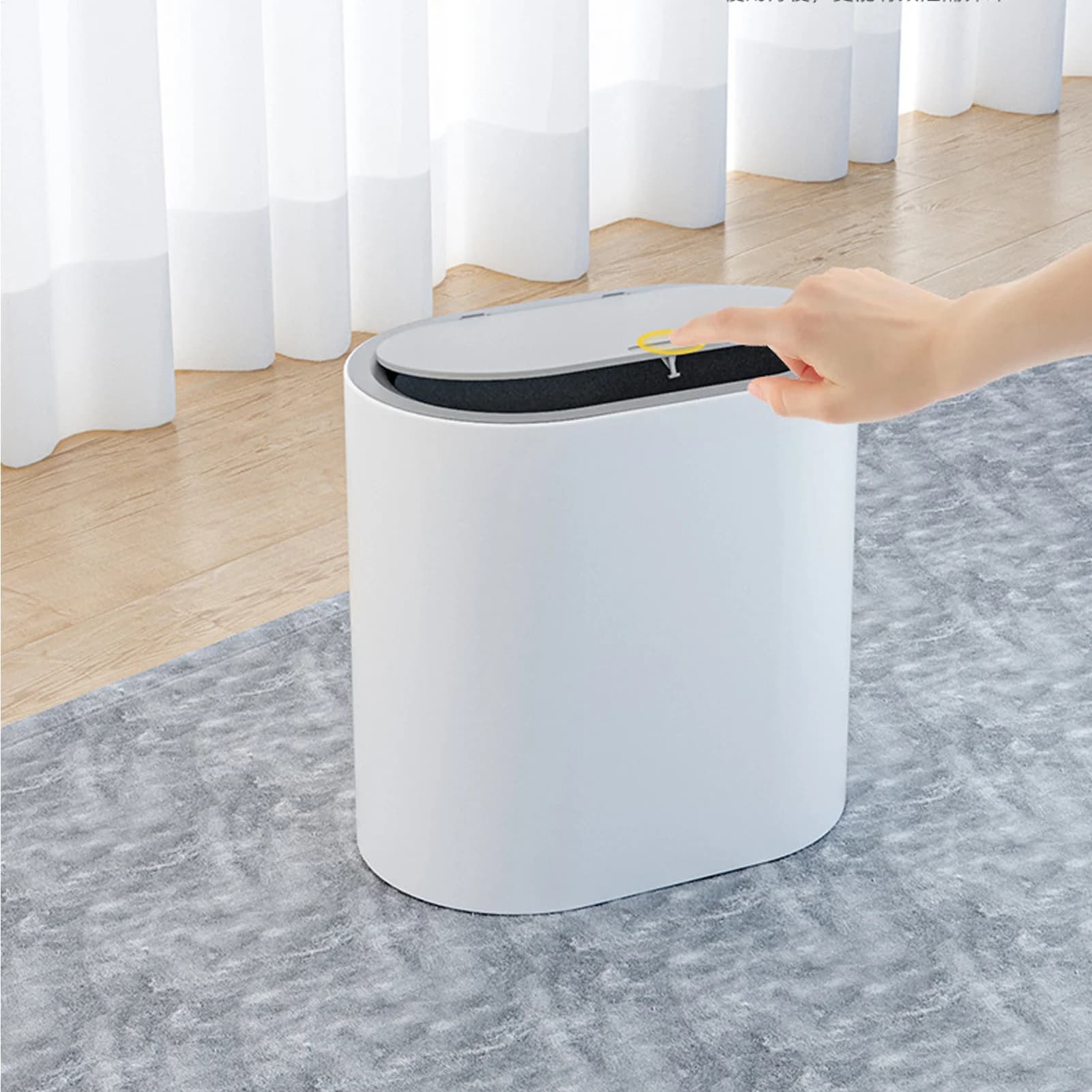 Cestino per Rifiuti Domestico con Coperchio a Pressione per Bagno e Cucina, Bidone da Tavolo per Toilette