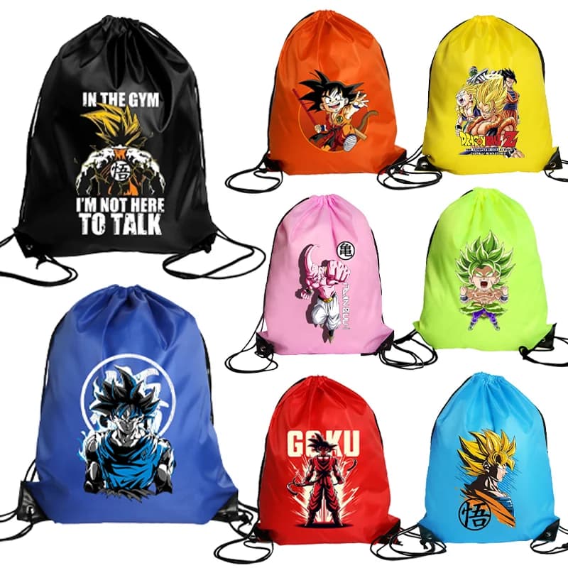 Sacche con Coulisse Dragon Ball, Zaino Impermeabile per Palestra con Personaggi Anime Goku, Borsa Portaoggetti per Vestiti e Scarpe da Piscina, Regali