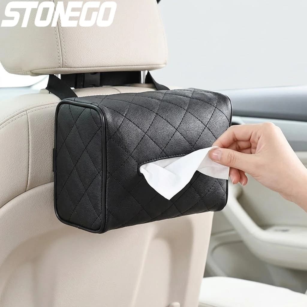 Organizer per Parasole Auto in Pelle, Porta Fazzoletti Grande, Contenitore Riutilizzabile per Sedile Posteriore, Organizzazione Interni Auto