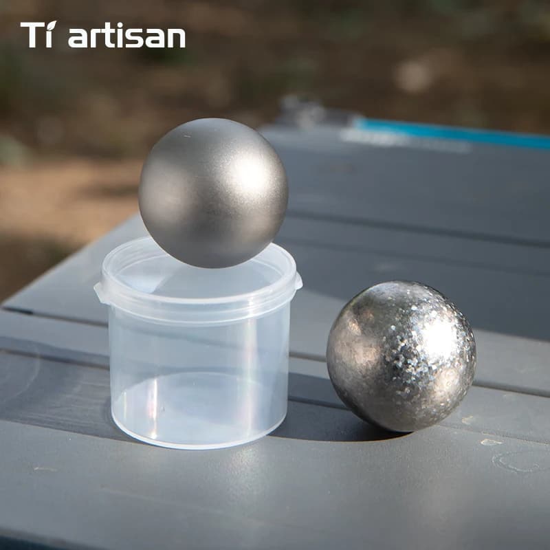 Tiartisan 40mm Palla di ghiaccio in titanio Riutilizzabile Cubetti di ghiaccio a congelamento rapido Campeggio all'aperto Vino portatile Whisky Pietre di raffreddamento rotonde