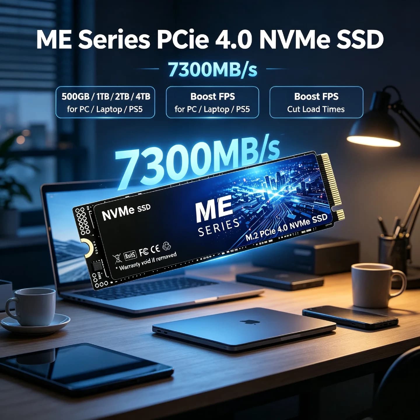 SSD 4TB Max Capacity Upgrade ME Series PCIe 4.0 NVMe M.2 7300MB/s Read – for Gaming Laptop, Desktop Computer & PS5 Console
