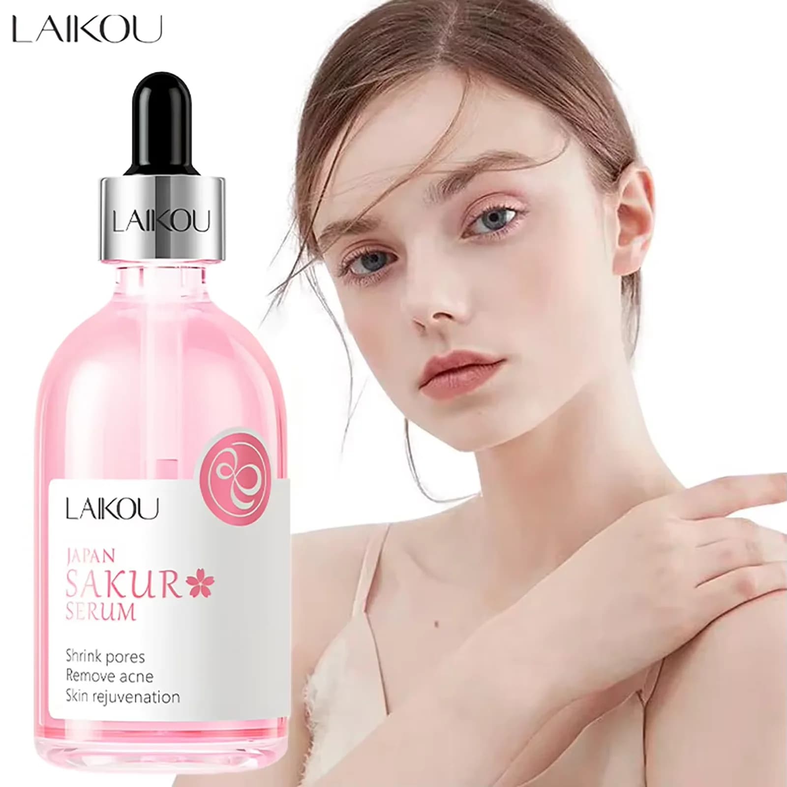 LAIKOU Sakura Siero Face Rose Essence Hydrating Scratching Dissolvency Thin Lines Beauty Skin Care Products 100ml