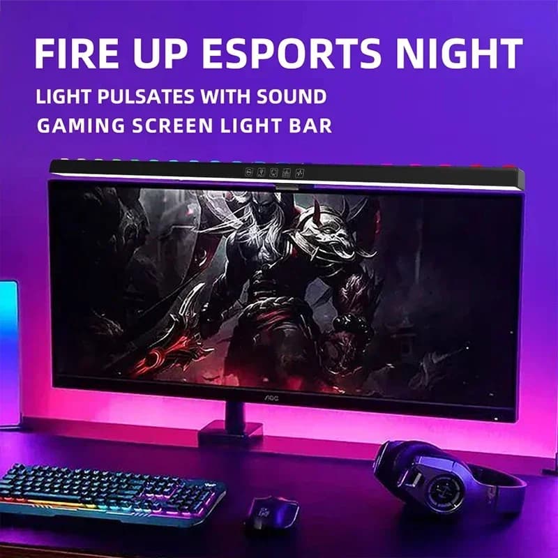 Barra Luminosa RGB per Atmosfera, Lampada da Appendere al Monitor del Computer, Luce LED per Monitor per Lavoro, Studio, Lettura, Gaming, Illuminazione Dimmerabile
