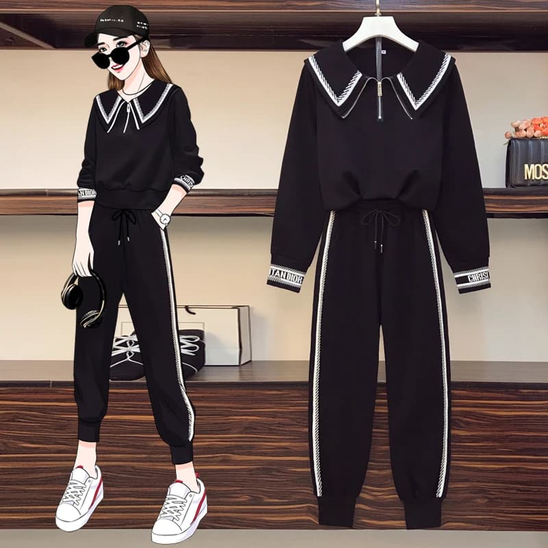 Completo Set Abbigliamento Modellante Taglie Forti da Donna Autunno 2024 - Trendy Set Felpa con Cappuccio che Nasconde le Forme, Stile Carino e Accogliente