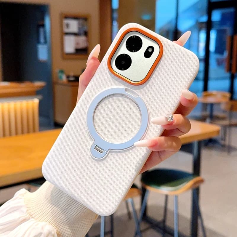 For OnePlus Turbo 6 6V Case Magnetic Rotatable Metal Finger Ring Stand TPU+PC Matte Kickstand Cover for OnePlus Turbo6