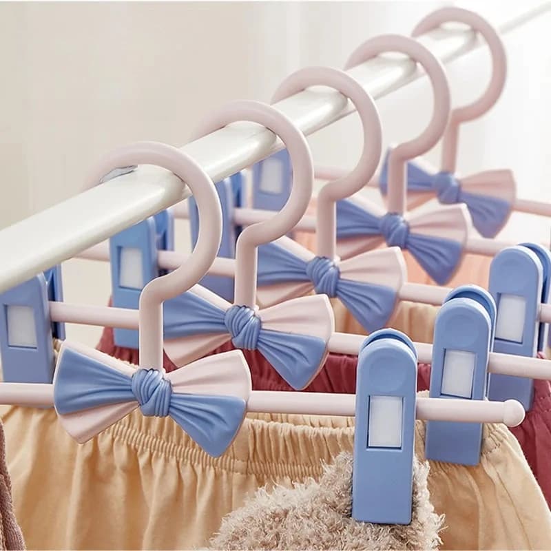 5Pcs Skirt Peg Hanger with Adjustment Plastic Grip Pant Rack Space Saving Attachable Underwear Drying Rack Storage Organizer