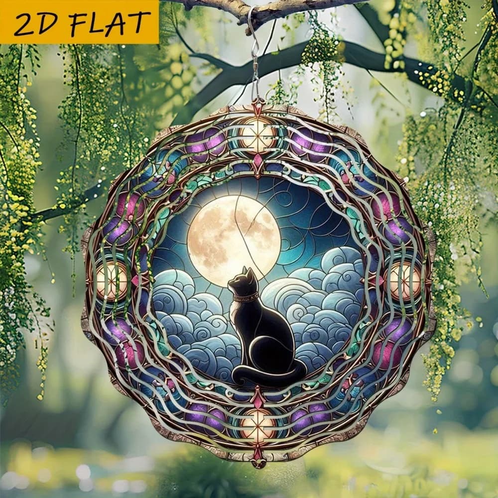 360 Rotating Glass Wind Chimes Outdoor, Vibrant Painted Garden Decor for Patio Yard, Unique Housewarming Gift