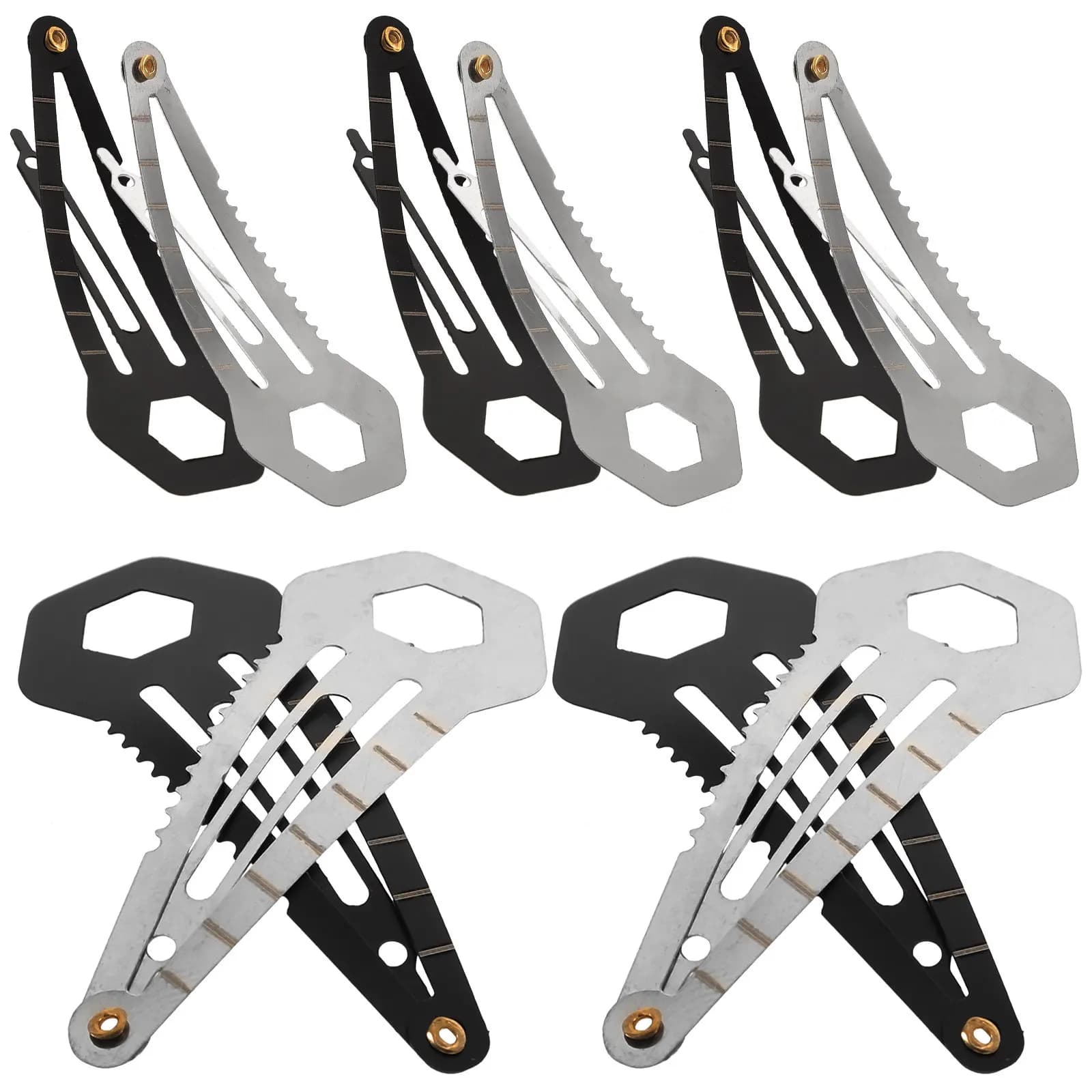 10 stainless steel multifunction hair clips, 5 silver, 5 black, diy hair clips for women, gifts for mother's day and birthday