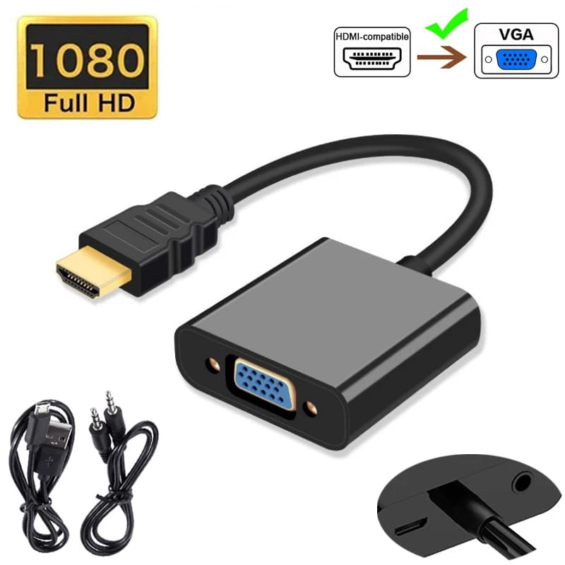 Convertitore compatibile HDMI a VGA con alimentatore audio Adattatore HDMI maschio a VGA femmina HD 1080P per laptop PS4 TV Box Xbox TV